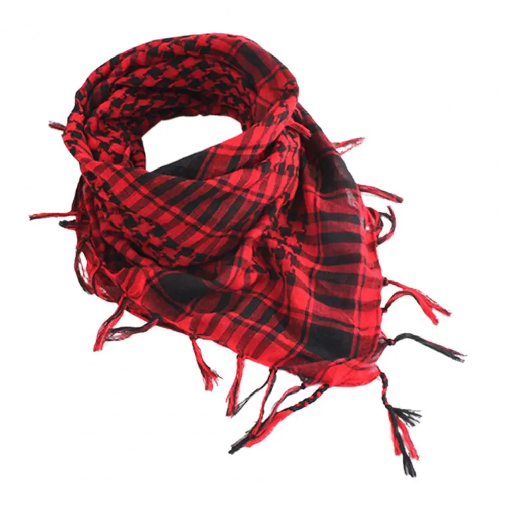 Unisex Scarf Cotton Shawl with Tassels Plaid Pattern Keffiyeh Scarf Fashion Wrap Pashmina Shemagh for Winter Work Street Wear