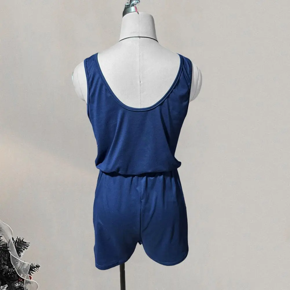 Women Romper Women Vest Romper Stylish Women's Summer Romper with Drawstring Waist Sleeveless Design for Casual Daily Wear Beach