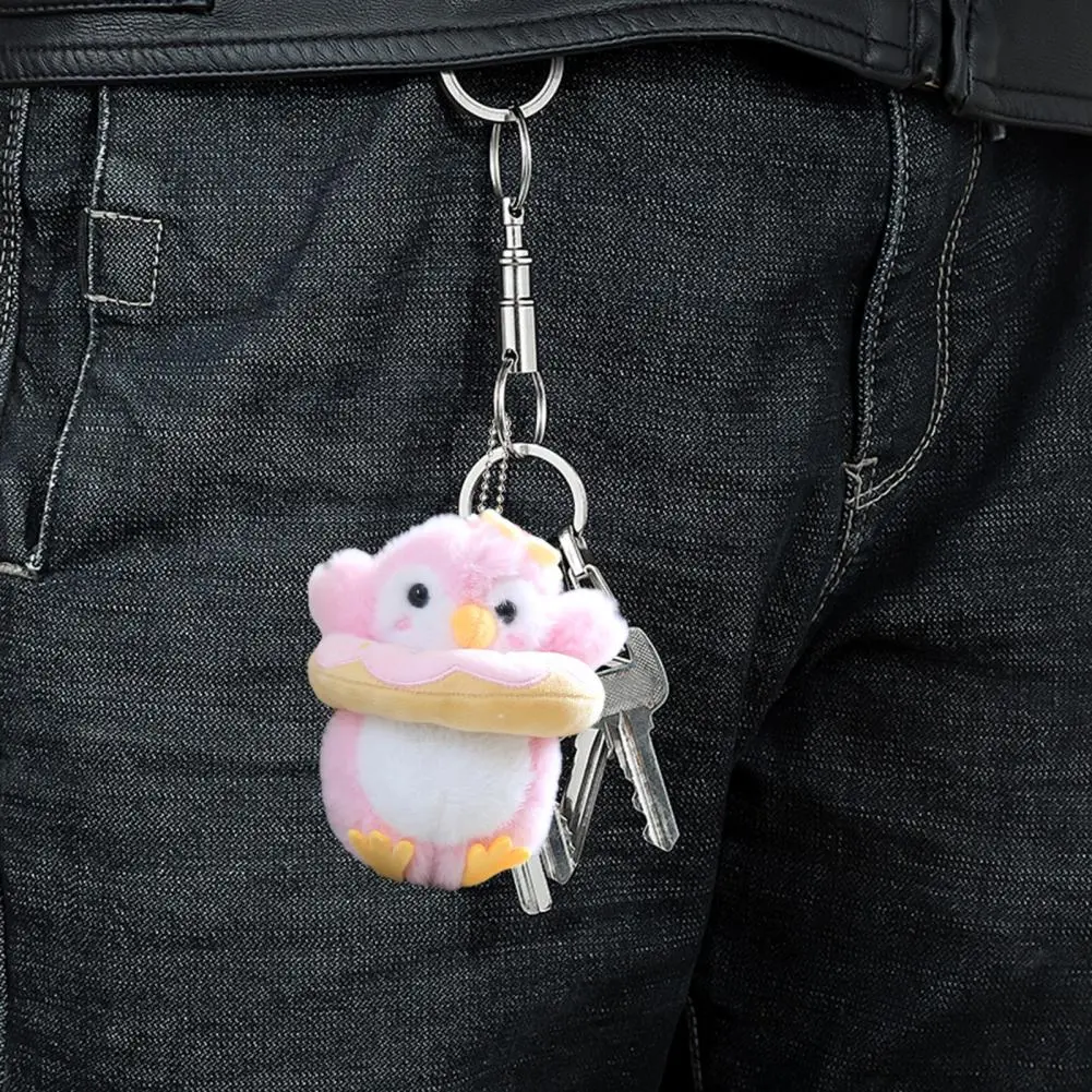 Fine Sewn Keychain Pendant Doll Pendant Keychain Colorful Penguin Doll Keychain Charm Fine Sewn Pendant Keyring Easy to for Bags