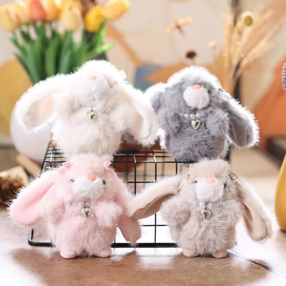 Keychain for Backpack Doll Pendant Keychain Cute Rabbit Plush Keychain with Heart Necklace Doll Pendant Adorable for Car