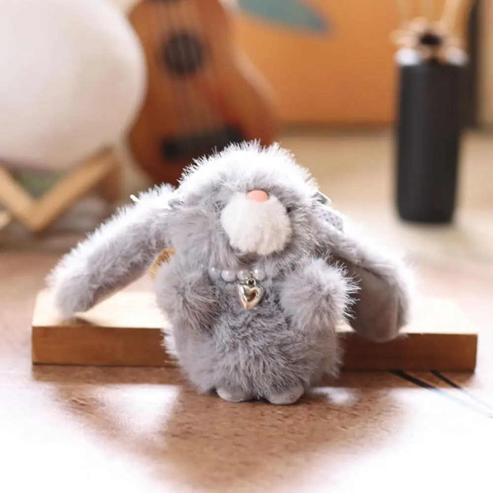 Keychain for Backpack Doll Pendant Keychain Cute Rabbit Plush Keychain with Heart Necklace Doll Pendant Adorable for Car