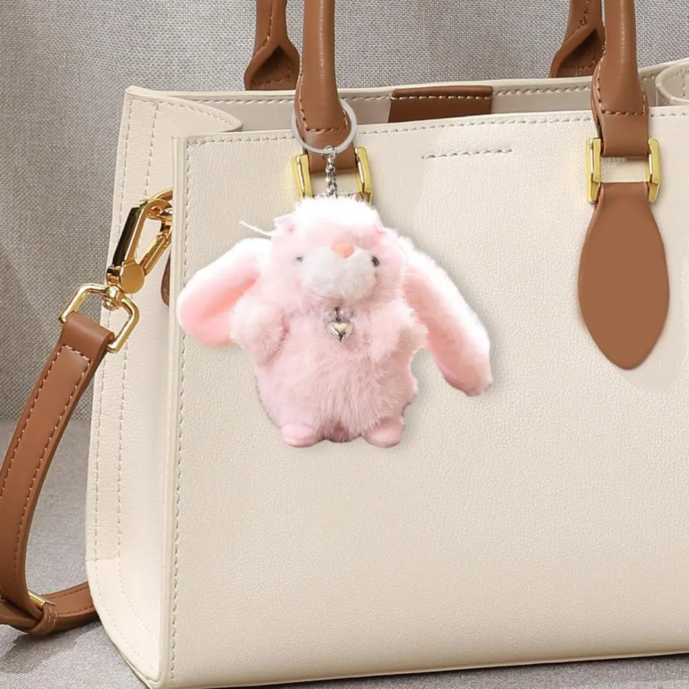 Keychain for Backpack Doll Pendant Keychain Cute Rabbit Plush Keychain with Heart Necklace Doll Pendant Adorable for Car
