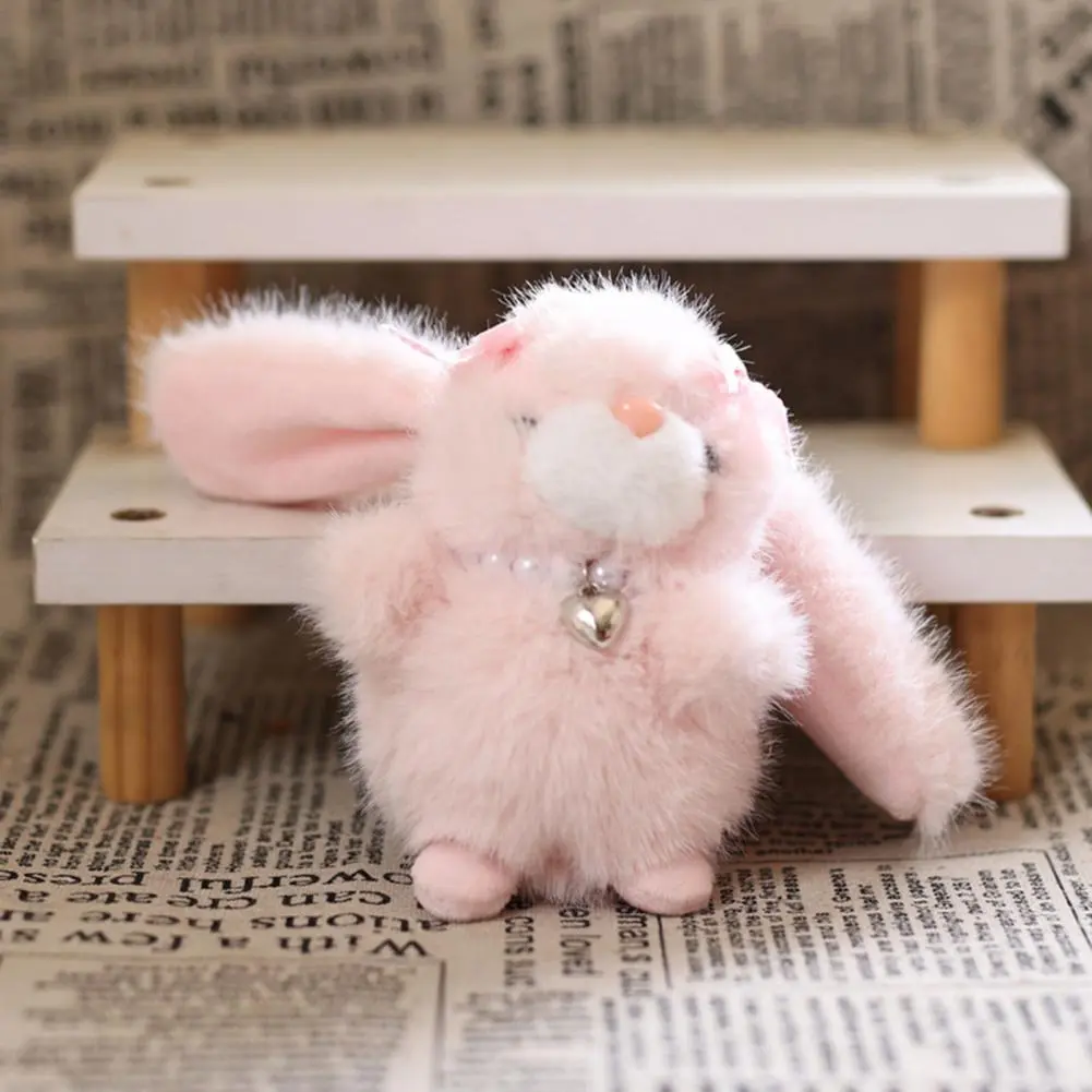 Keychain for Backpack Doll Pendant Keychain Cute Rabbit Plush Keychain with Heart Necklace Doll Pendant Adorable for Car
