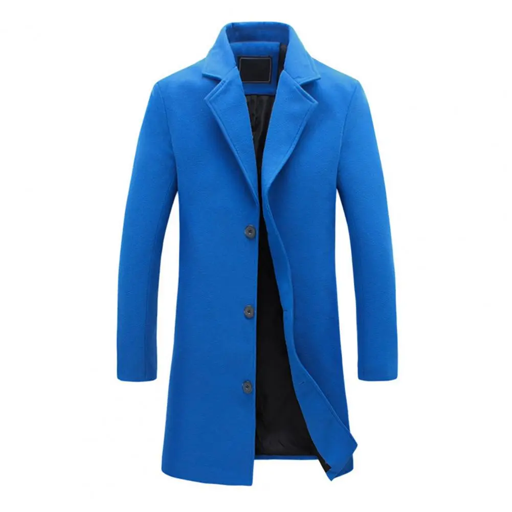 Skin-friendly Outerwear Men Woolen Coat Stylish Men's Woolen Coat with Notch Lapel Long Sleeve Single Breasted Jacket for Winter