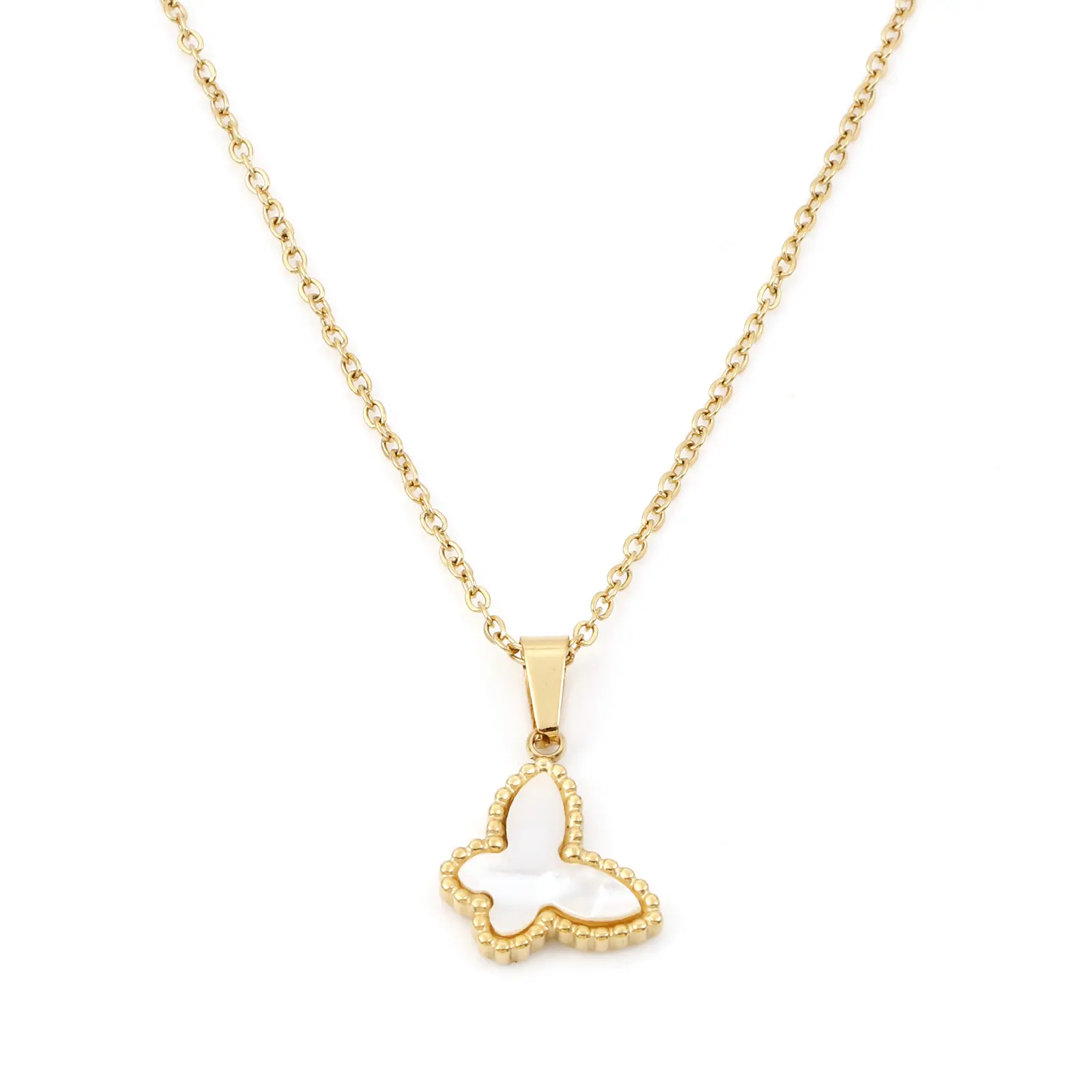 1Piece 304 Stainless Steel Butterfly Animal Charms Necklace Stylish Link Cable Chain Pendant Necklace Gold Color Fashion Jewelry