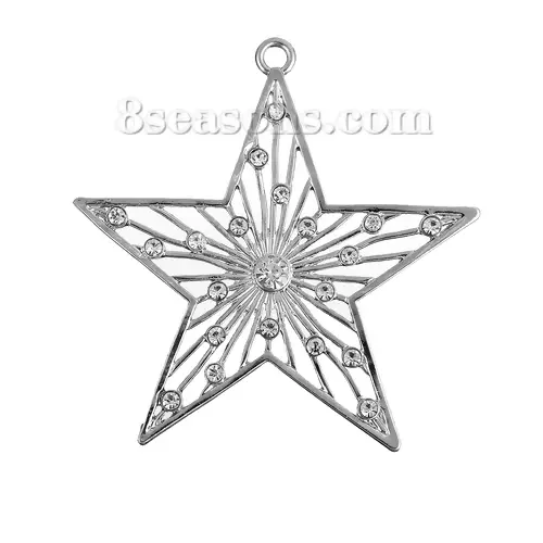 1/5pcs Zinc Metal Alloy Pendants Christmas Tree Snowflake Clear Rhinestone Hollow Charms DIY Necklace Jewelry Making Findings