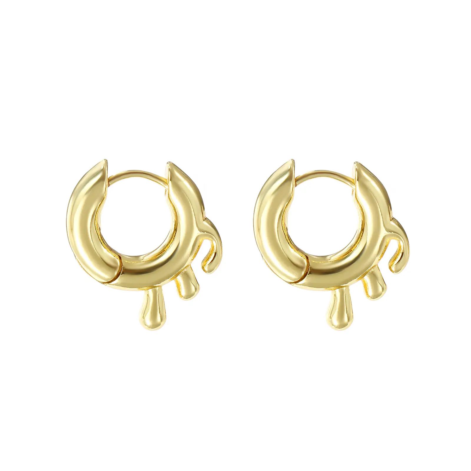1 Pair Minimalist Exquisite 18K Gold Plated Brass Drop Hoop Open Earrings Irregular Circle For Women Fashion Gift