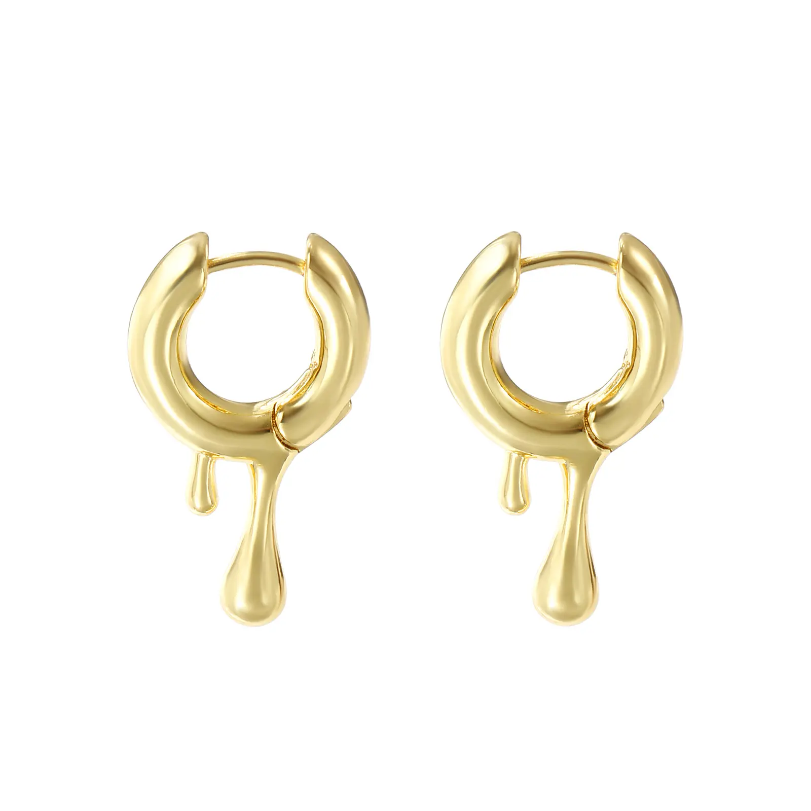 1 Pair Minimalist Exquisite 18K Gold Plated Brass Drop Hoop Open Earrings Irregular Circle For Women Fashion Gift