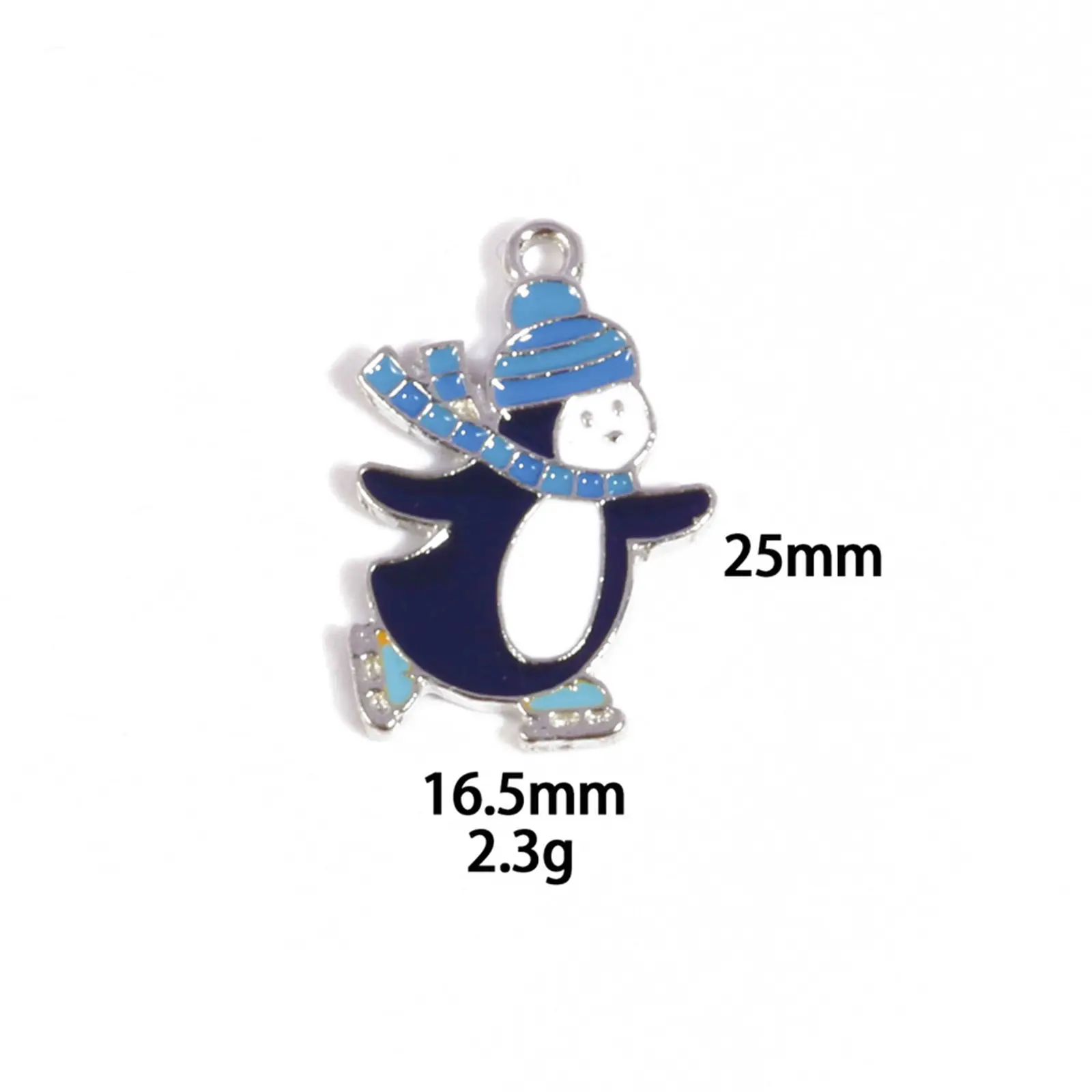 10 Pcs Zinc Based Alloy Charms Winter Style White & Blue Enamel Penguin Polar Bear Santa Claus Pendants For DIY Jewelry Making
