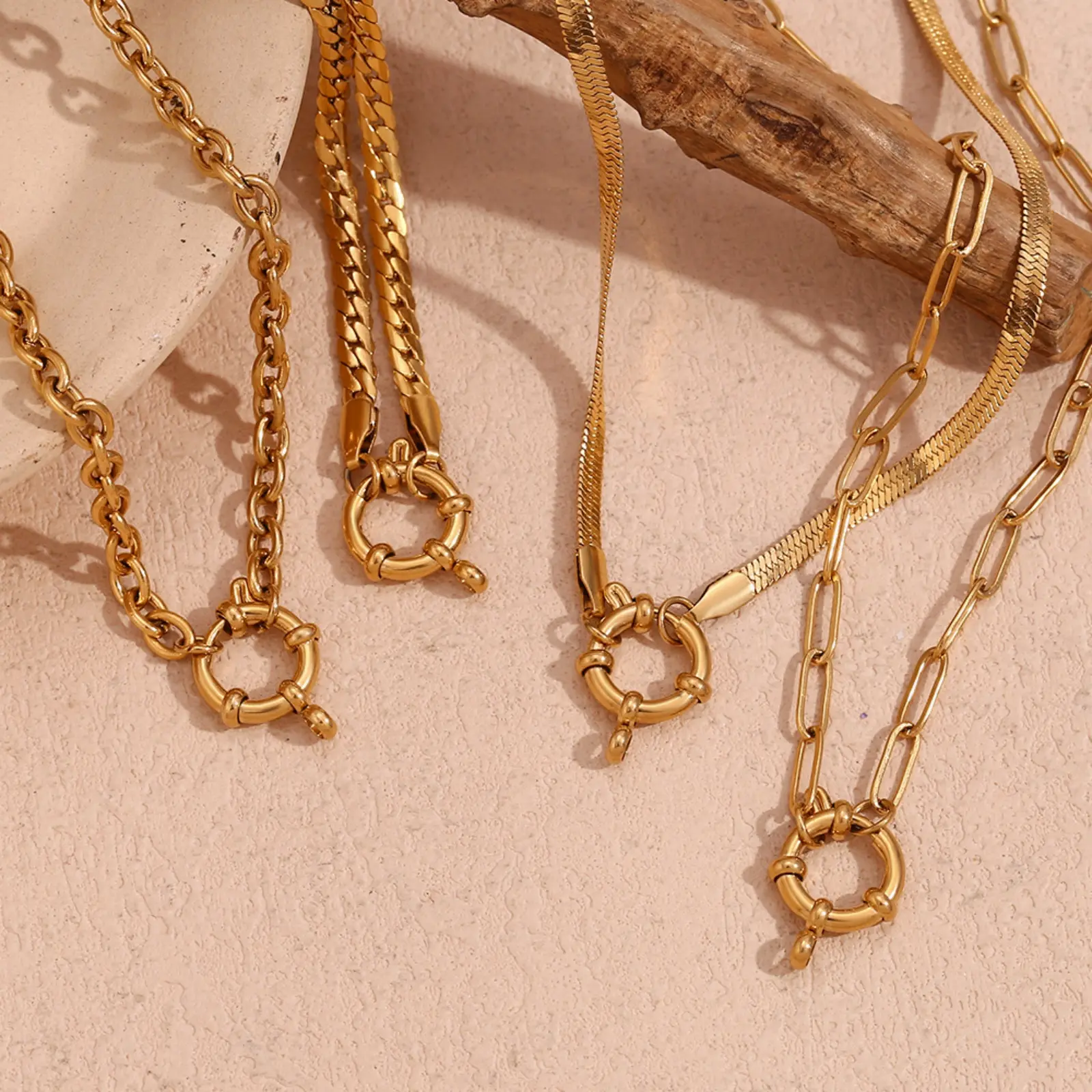 304 Stainless Steel Necklace For DIY Jewelry Making 18K Gold Plated With Spring Ring Clasp 40cm(15.7") long, 1 Piece
