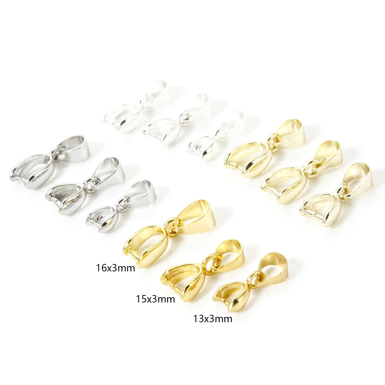 10/20 Piece Brass Pendant Pinch Bails Clasps Real Gold Plated With Pearl Bead Bail Pin DIY Bracelet Necklace Making Accessory