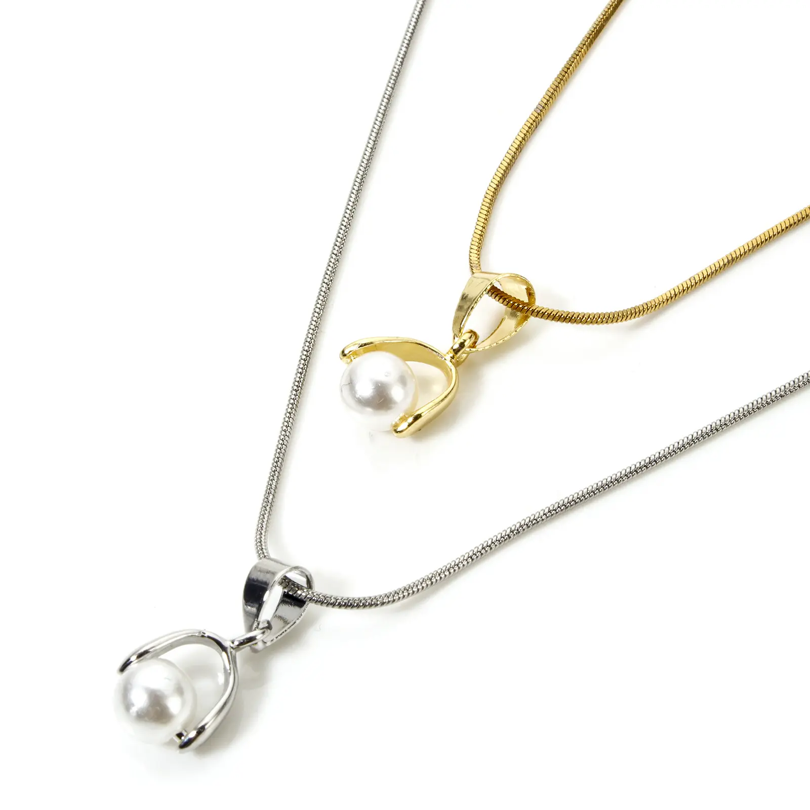 10/20 Piece Brass Pendant Pinch Bails Clasps Real Gold Plated With Pearl Bead Bail Pin DIY Bracelet Necklace Making Accessory