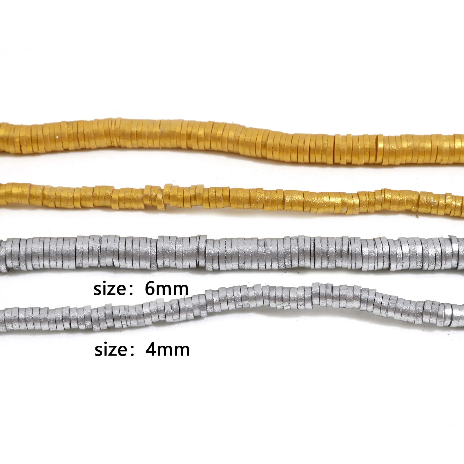 2Strands (Approx 330PCs/Strand)  4mm 6mm Polymer Clay Beads Round Flat Multicolor Loose Spacer Beads DIY Making Jewelry