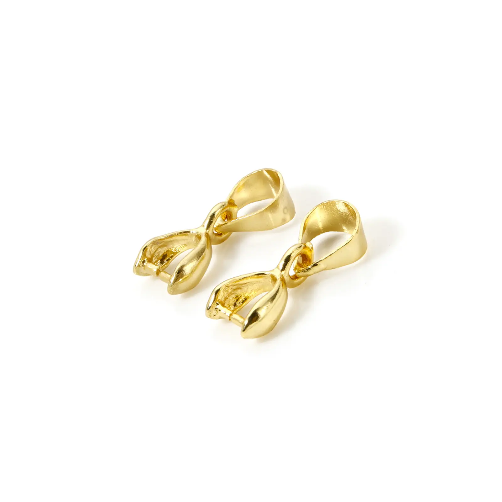 10/20 Piece Brass Pendant Pinch Bails Clasps Real Gold Plated With Pearl Bead Bail Pin DIY Bracelet Necklace Making Accessory