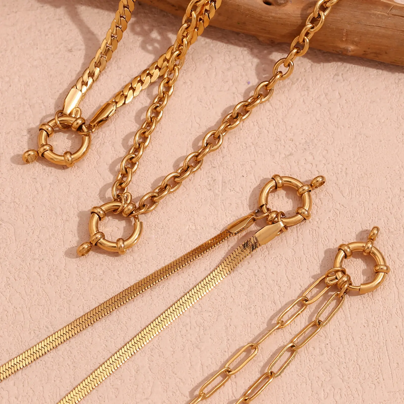 304 Stainless Steel Necklace For DIY Jewelry Making 18K Gold Plated With Spring Ring Clasp 40cm(15.7") long, 1 Piece