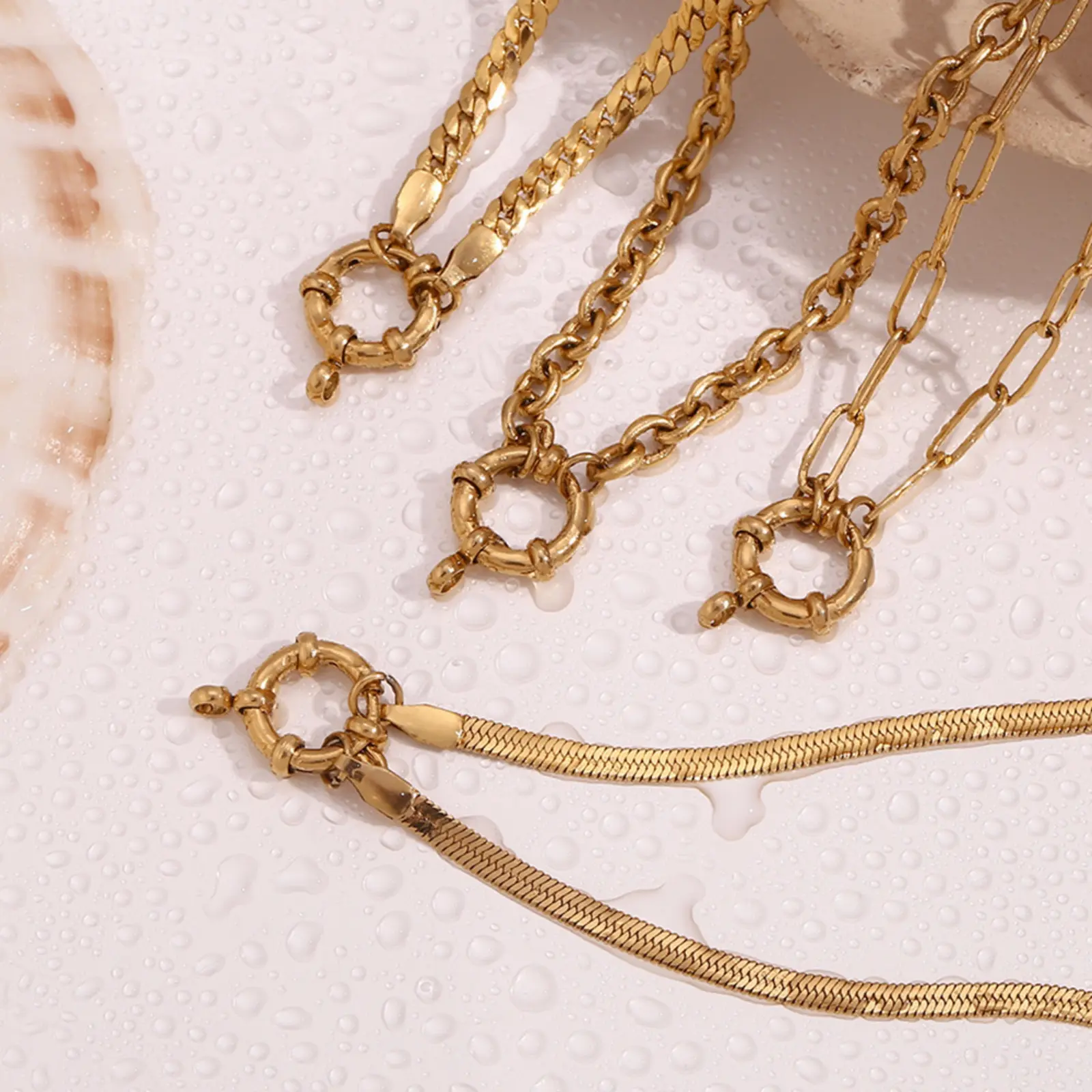 304 Stainless Steel Necklace For DIY Jewelry Making 18K Gold Plated With Spring Ring Clasp 40cm(15.7") long, 1 Piece