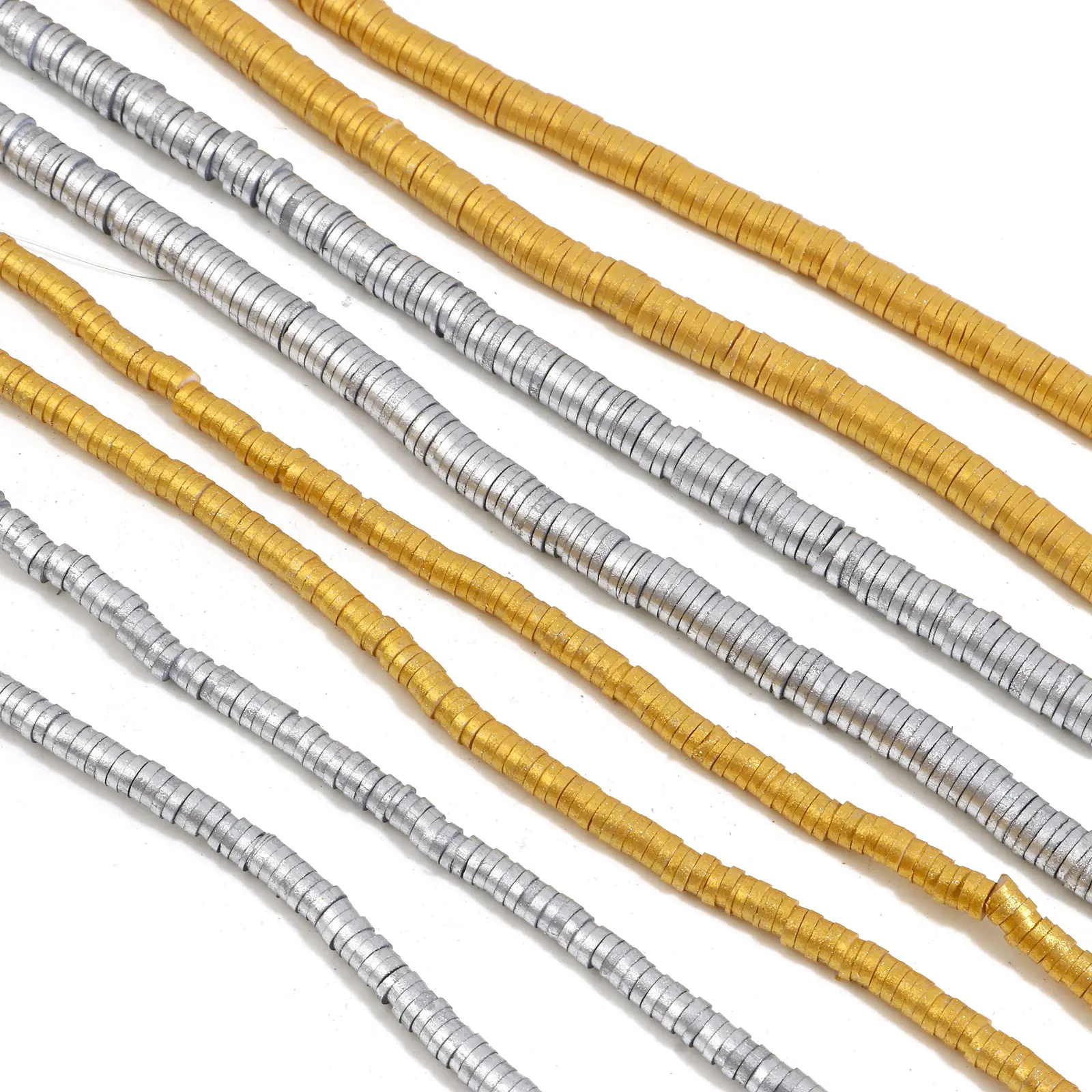 2Strands (Approx 330PCs/Strand)  4mm 6mm Polymer Clay Beads Round Flat Multicolor Loose Spacer Beads DIY Making Jewelry