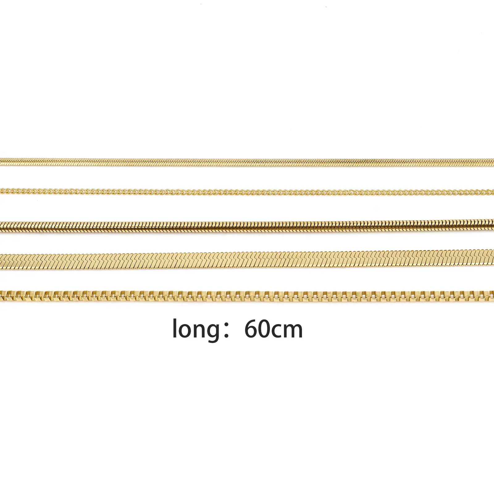 DoreenBeads Stainless Steel Box Snake Chain Lobster Clasp Necklace Gold Color Link Chain Necklace For Women Men Gifts 60cm long