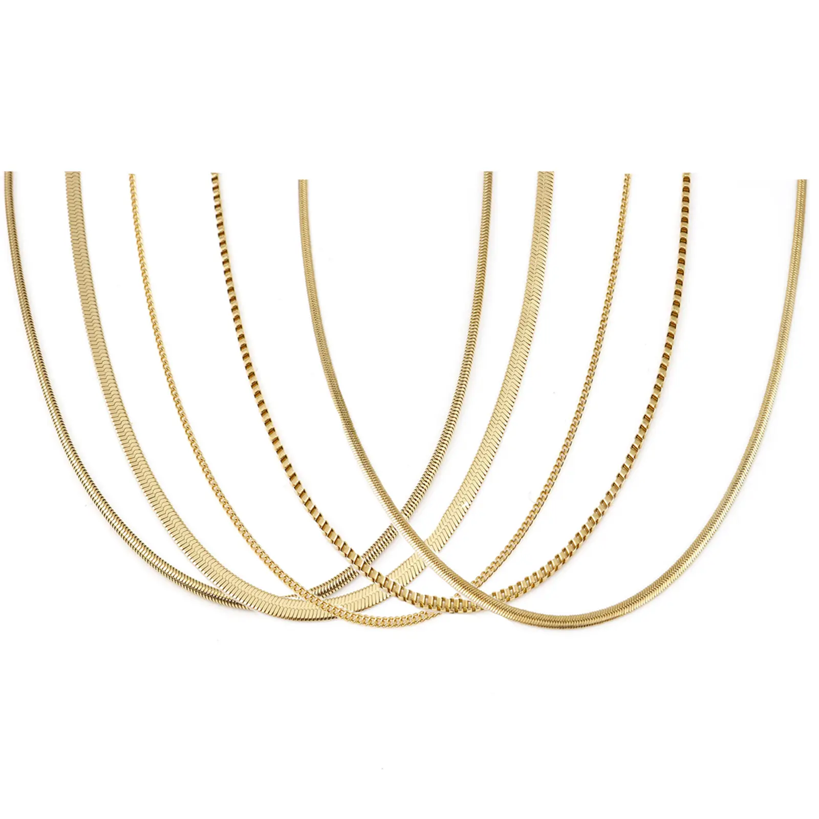 DoreenBeads Stainless Steel Box Snake Chain Lobster Clasp Necklace Gold Color Link Chain Necklace For Women Men Gifts 60cm long