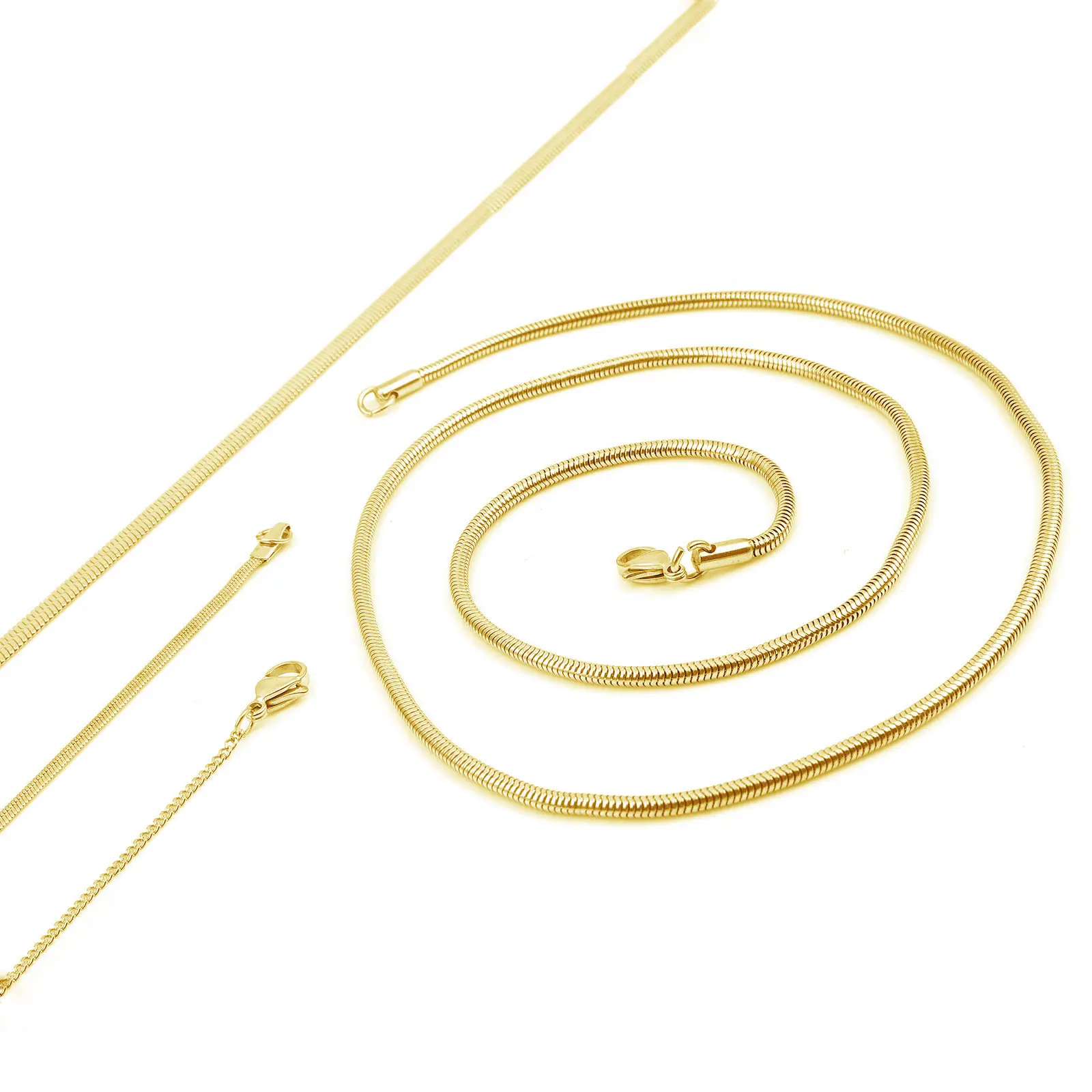 DoreenBeads Stainless Steel Box Snake Chain Lobster Clasp Necklace Gold Color Link Chain Necklace For Women Men Gifts 60cm long