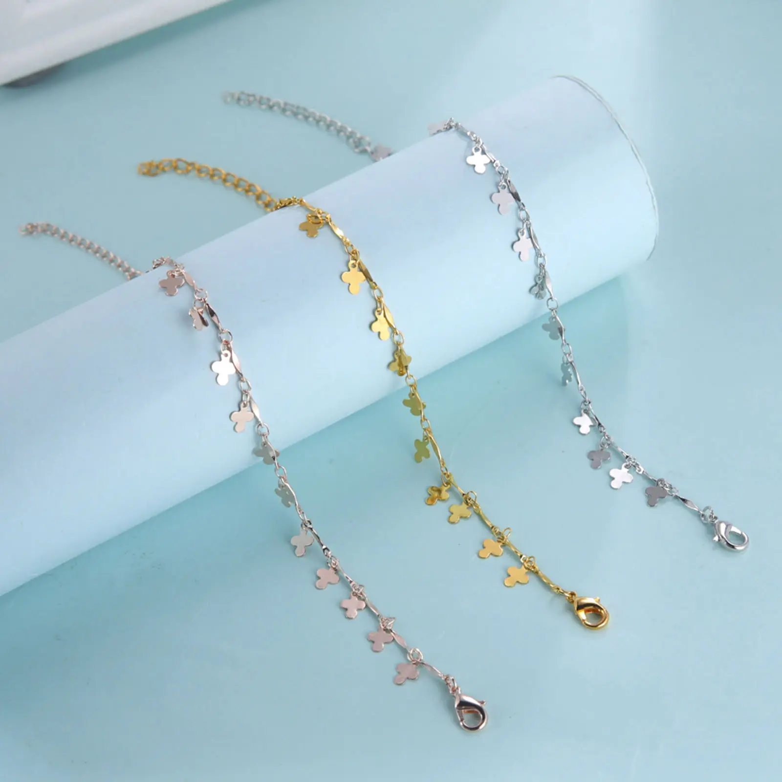 304 Stainless Steel Stylish Link Chain Anklet Cross Tassel Charms For Women on the leg Beach Foot Jewelry 21cm(8 2/8") long