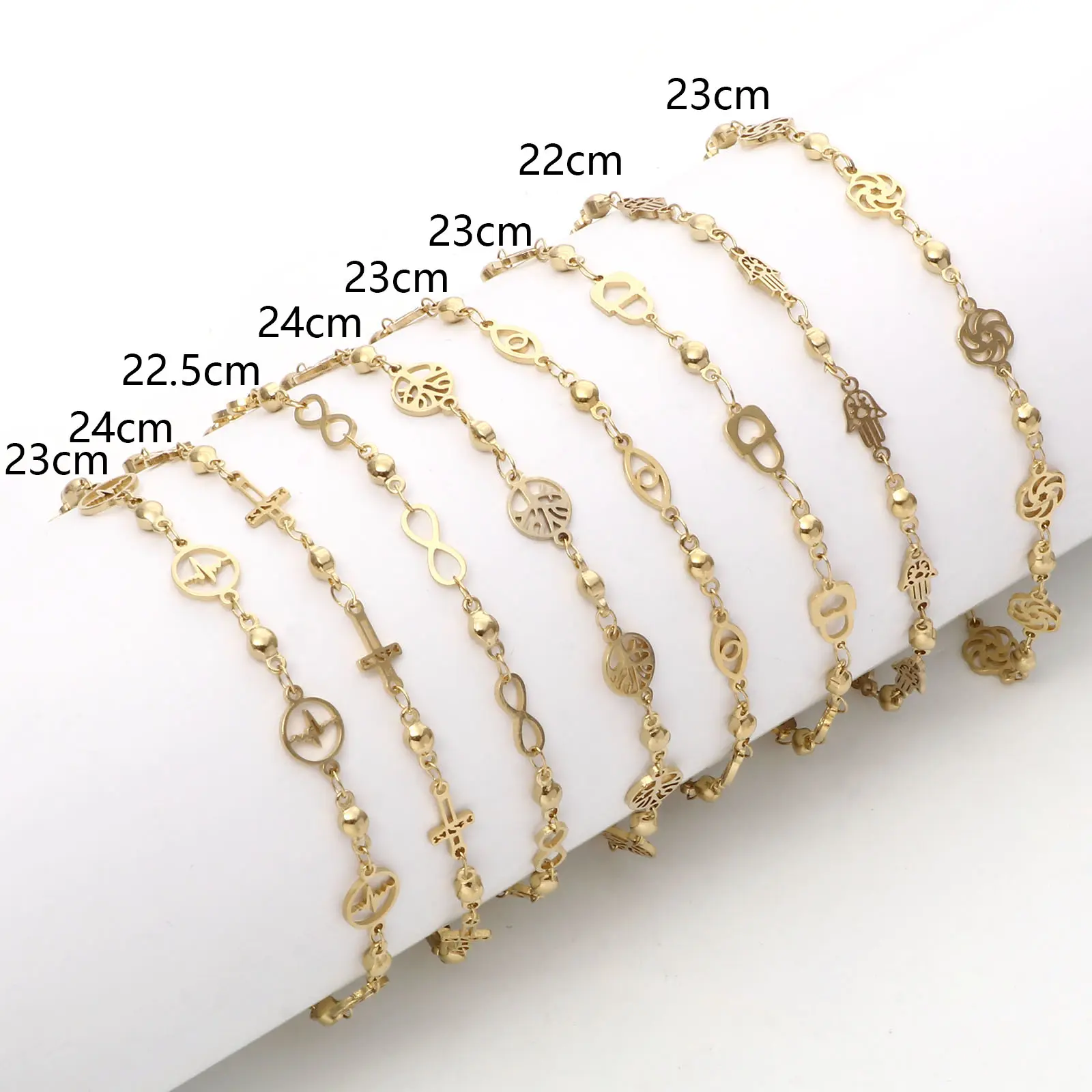 304 Stainless Steel Anklet Gold Color Silver Color Flower Evil Eye Bracelet On Leg Foot Chain Jewelry Women Accessories, 1 Piece