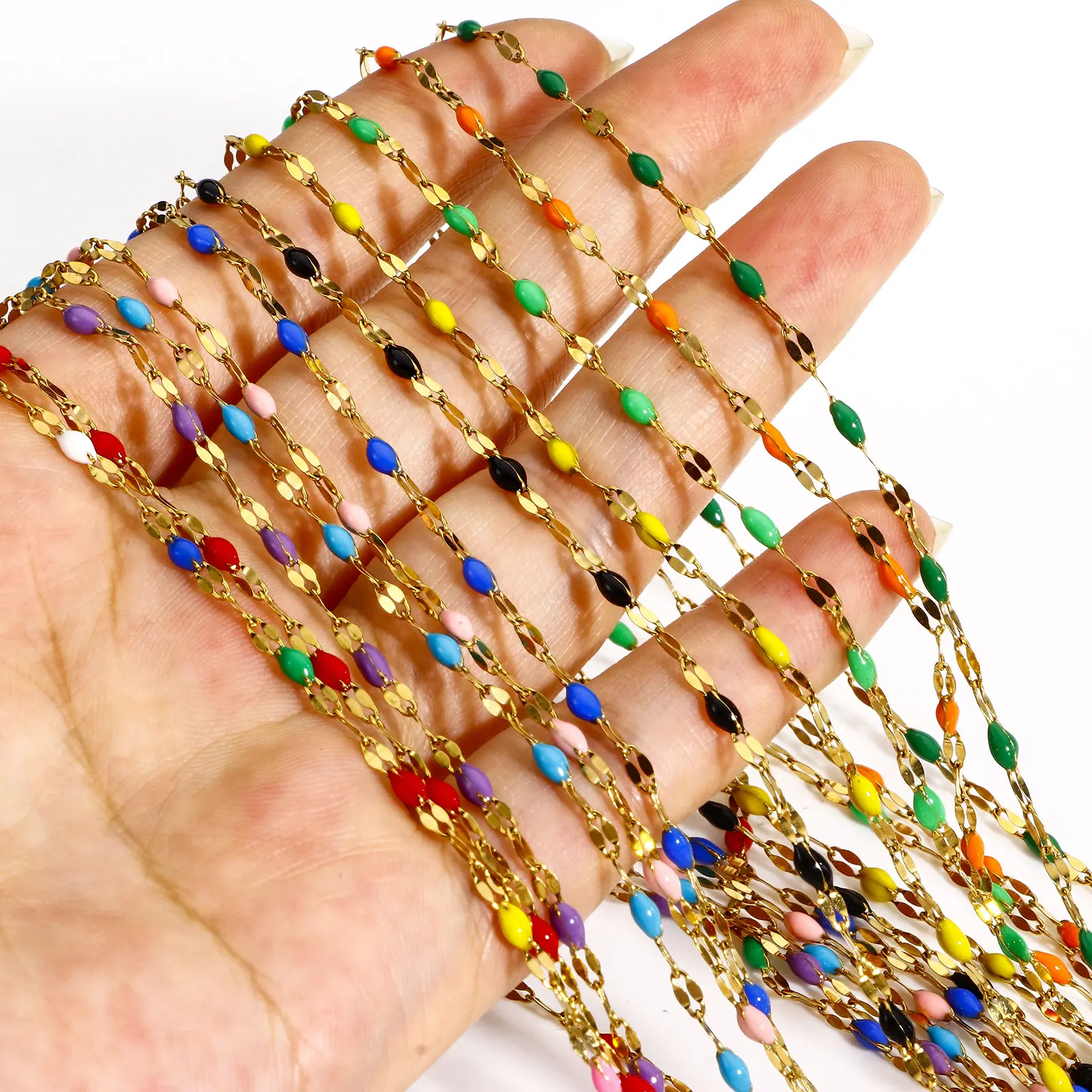 1 M 304 Stainless Steel Colorful Enamel Lips Chain For Handmade DIY Jewelry Making Findings Gold Color Necklace 2mm