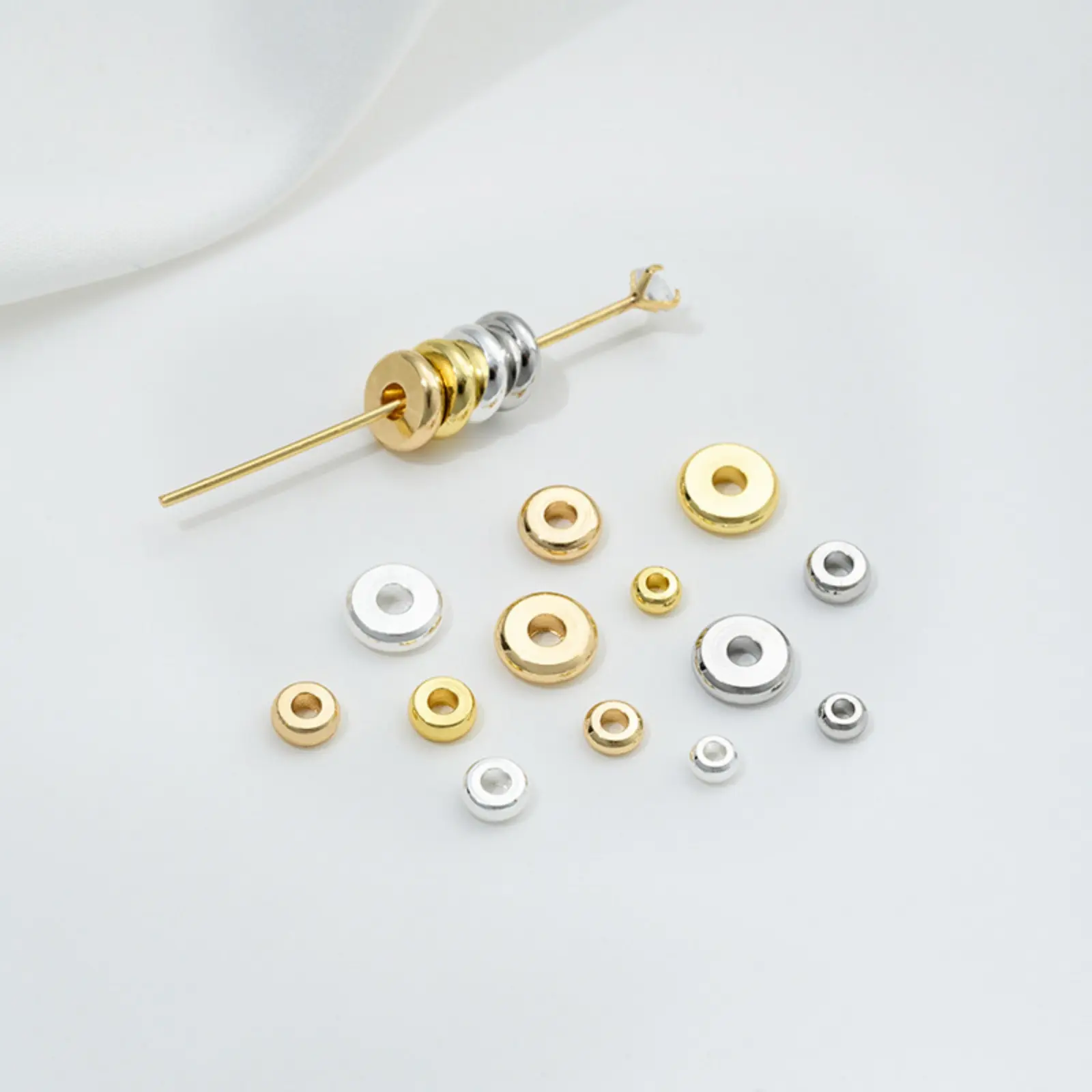 10/20PCs 3-6mm Brass Flat Round Loose Spacer Beads Separators Beads For Jewelry Bracelet Making Supplies Diy Accessories