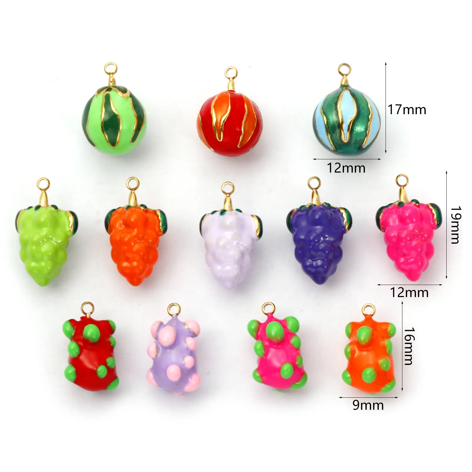 1 Piece 304 Stainless Steel Fruit Charms Enamel Watermelon Grape Pitaya 18K Gold Plated Pendant For DIY Necklace Jewerly Making