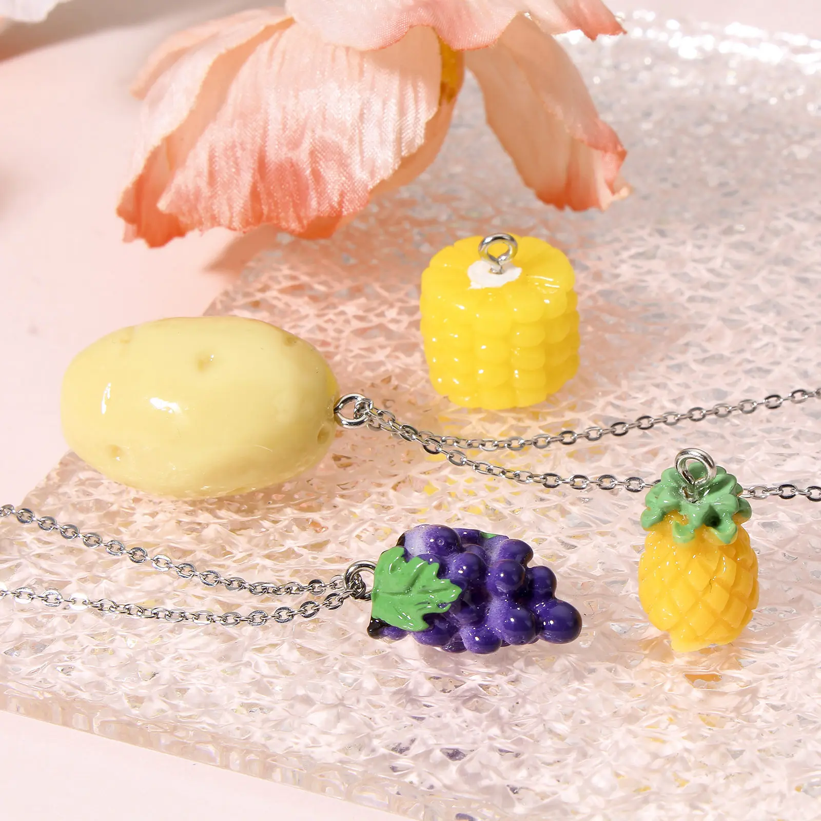 10 Piece 3D Resin Charms Fruit Corn Apple Potatoes Grapes Multicolor Pendants For DIY Making Earring Necklace Jewelry Findings