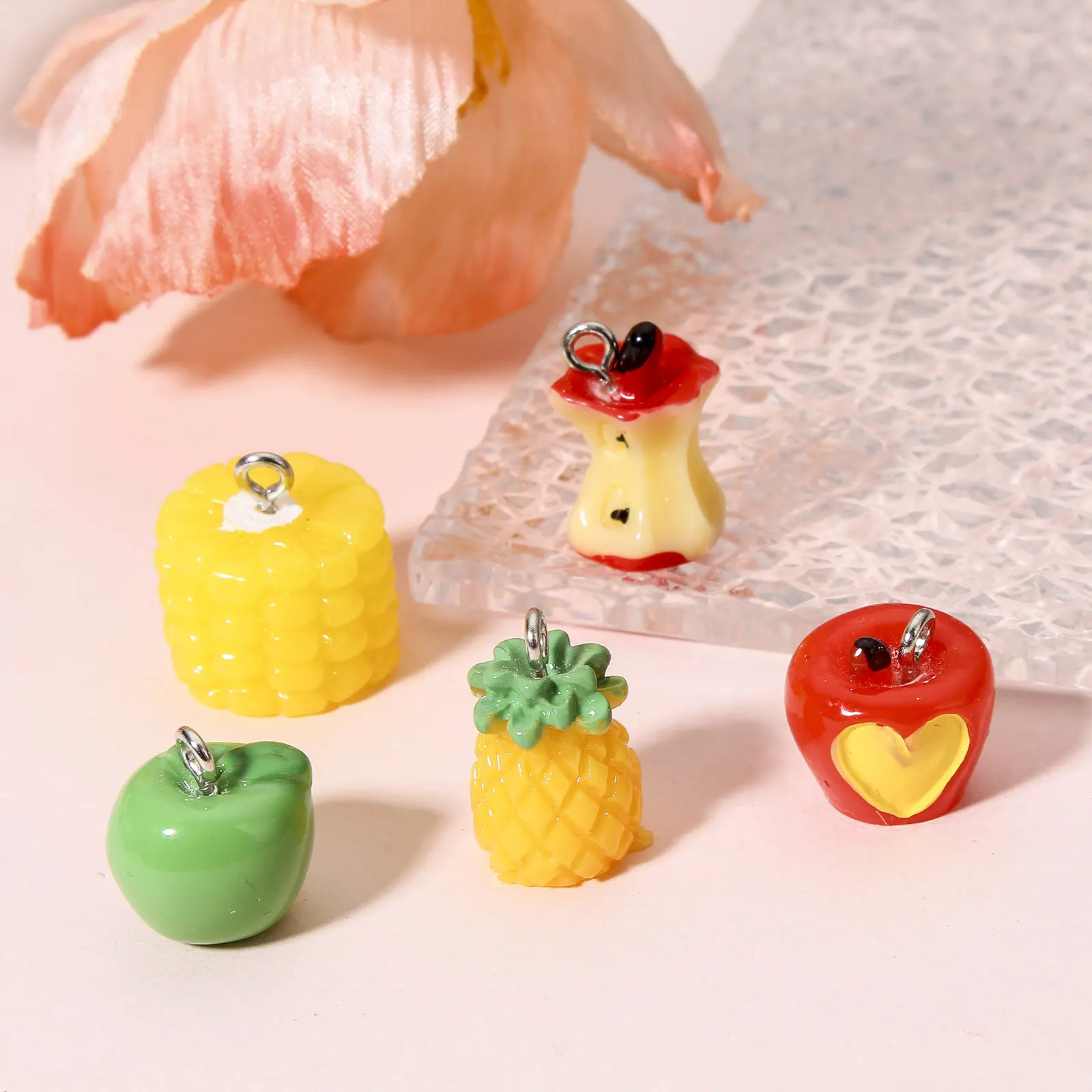 10 Piece 3D Resin Charms Fruit Corn Apple Potatoes Grapes Multicolor Pendants For DIY Making Earring Necklace Jewelry Findings