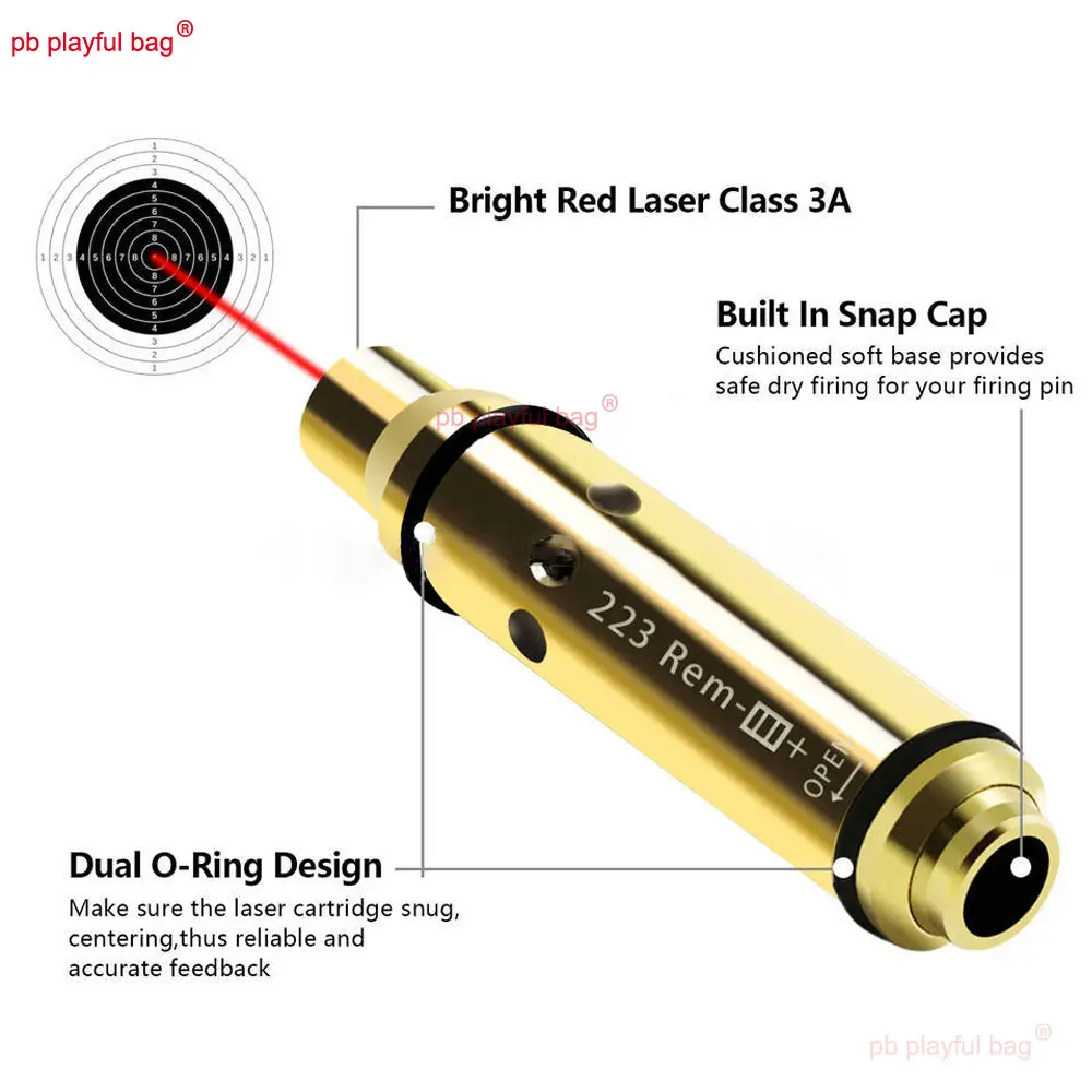 Tactical Red Laser Bore Sighter For 223REM Outdoor sports Training 2MW Laser Bullet Adult Leisure Game Toy Accessories QG534