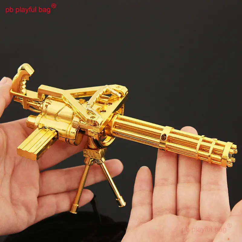 pb playful bag Alloy model toys Rotating M134 Gatling Gold Edition Gun 18CM Christmas gift Weapon Collection Decorative ZG122