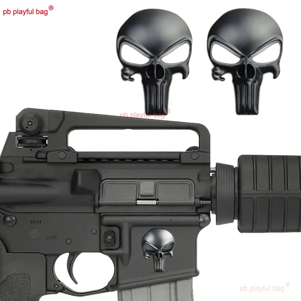 3D Solid Metal Sticker Tactical Skull AR15 AR10 AK47 AK74 M4 M16 Toy Gun Decoration Toy Accessories DIY Gel Ball Sticker QG658