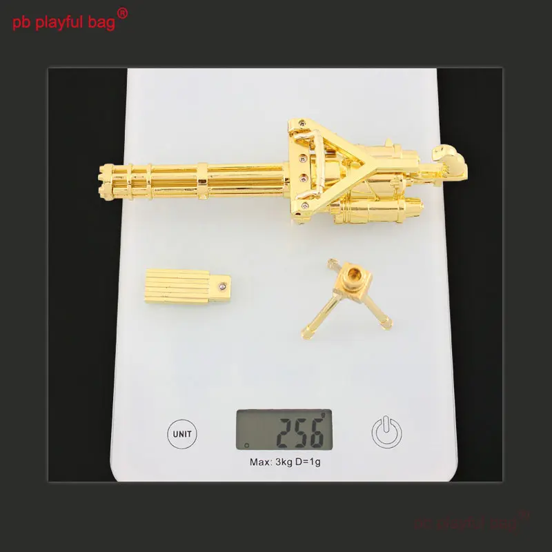 pb playful bag Alloy model toys Rotating M134 Gatling Gold Edition Gun 18CM Christmas gift Weapon Collection Decorative ZG122