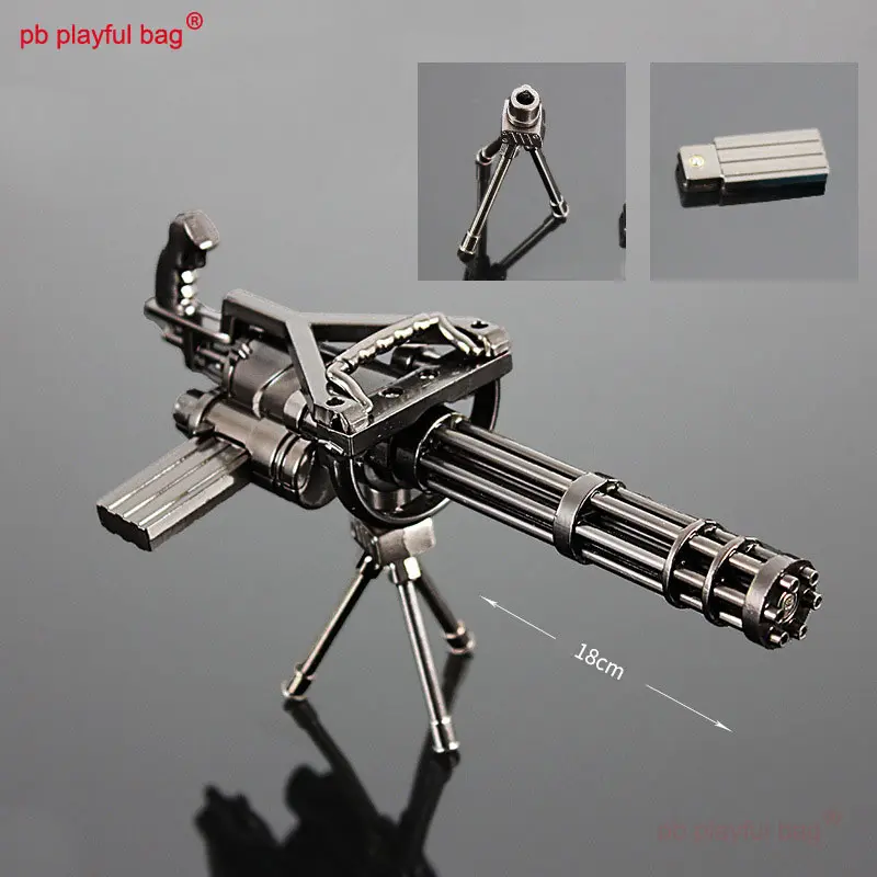 pb playful bag Alloy model toys Rotating M134 Gatling Gold Edition Gun 18CM Christmas gift Weapon Collection Decorative ZG122