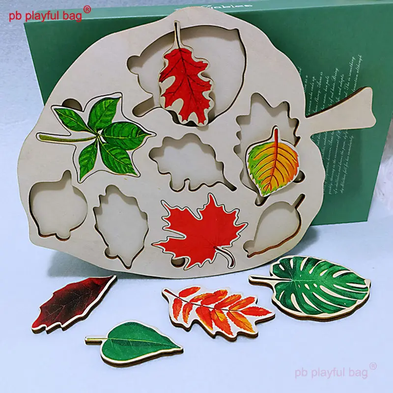 Wooden Montessori Puzzles Kids Educational Toys Leaf Puzzle Drawing Christmas Gifts Jigsaw Board Cognition Game UG309