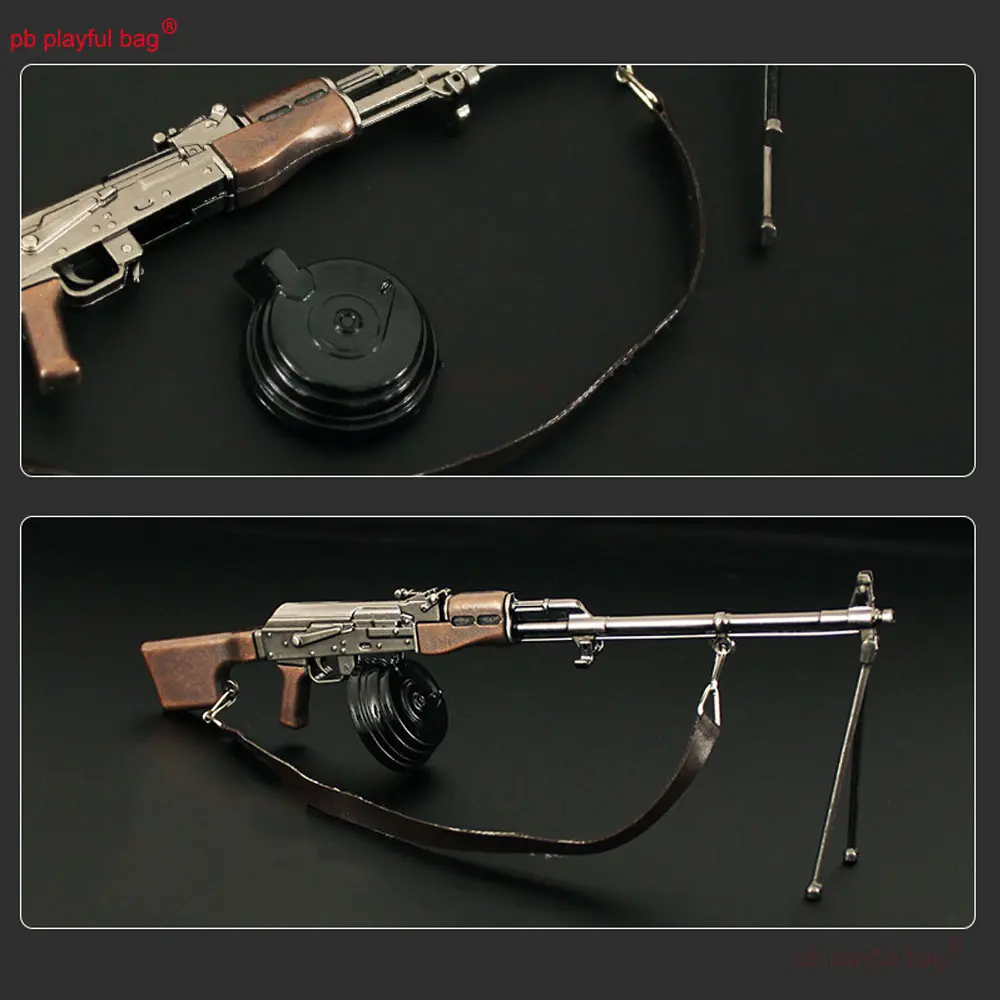 Mini Metal Toy Gun Model 20cm Action Figure Foldable Detachable RPK Alloy Desktop Decorative Game Weapons Children Gifts ZG307