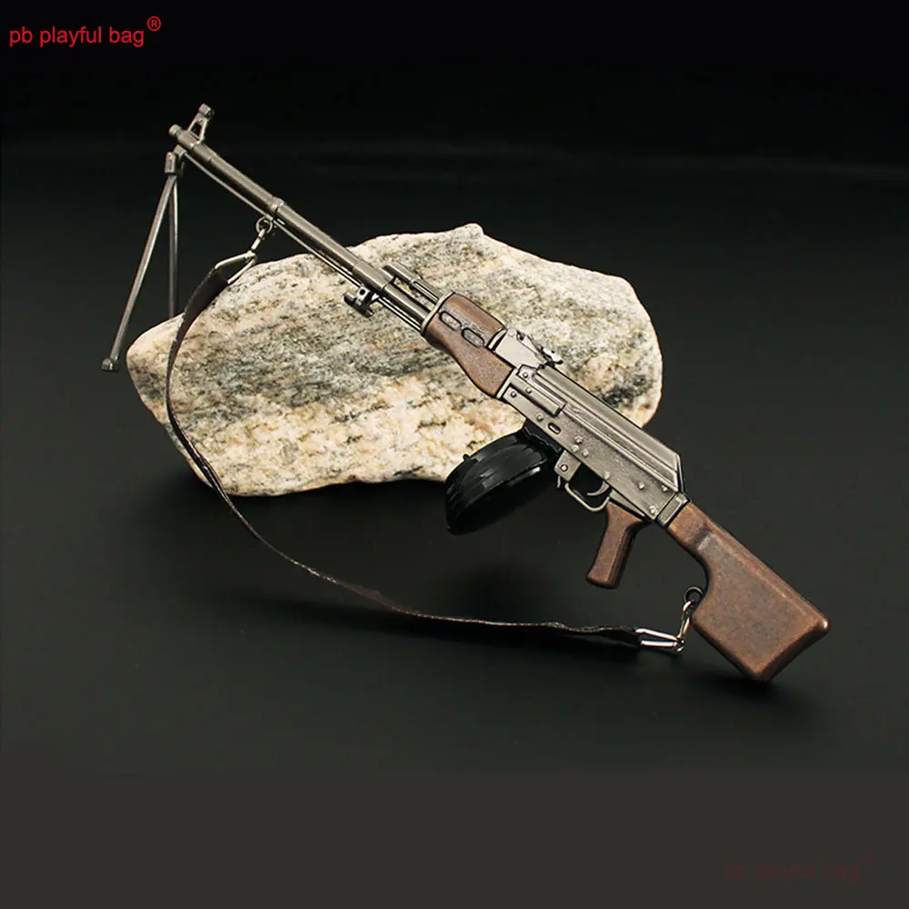 Mini Metal Toy Gun Model 20cm Action Figure Foldable Detachable RPK Alloy Desktop Decorative Game Weapons Children Gifts ZG307