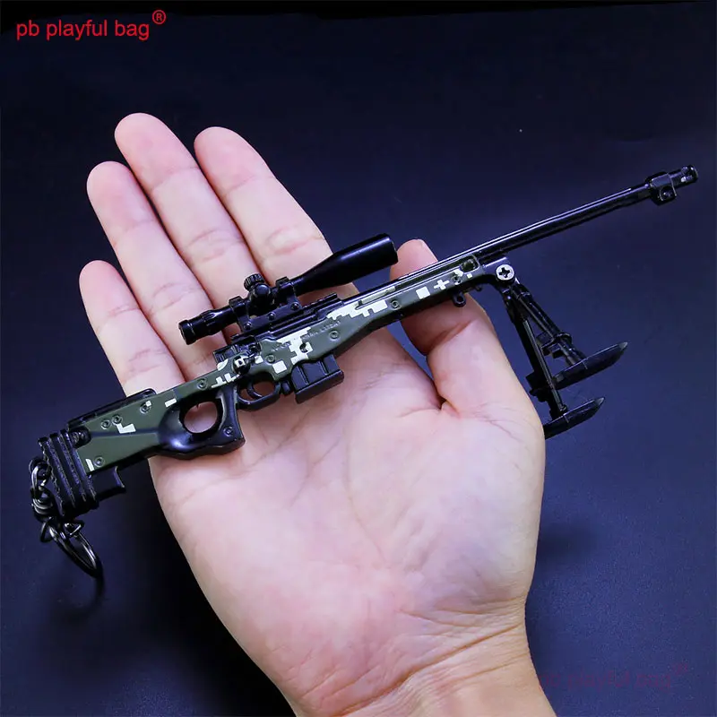 18cm AWM Mini Alloy Toy Gun Weapon Model Action Figures Decoration Keychain Metal Portable Children's Toys Gift for Boys HG276