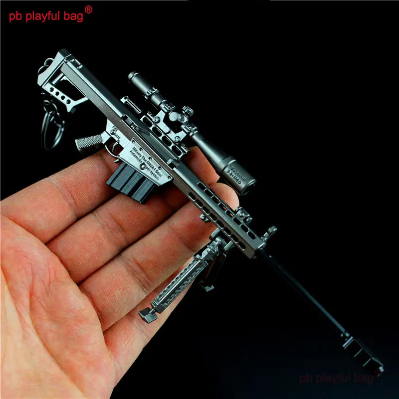 18CM Mini Alloy Toy Gun Model Figures Barrett M82A1 Keychain Toy Decoration Crafts CS Adult Tactics Collection Gift HG281