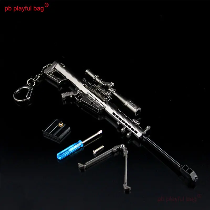 18CM Mini Alloy Toy Gun Model Figures Barrett M82A1 Keychain Toy Decoration Crafts CS Adult Tactics Collection Gift HG281