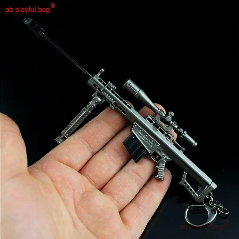 18CM Mini Alloy Toy Gun Model Figures Barrett M82A1 Keychain Toy Decoration Crafts CS Adult Tactics Collection Gift HG281