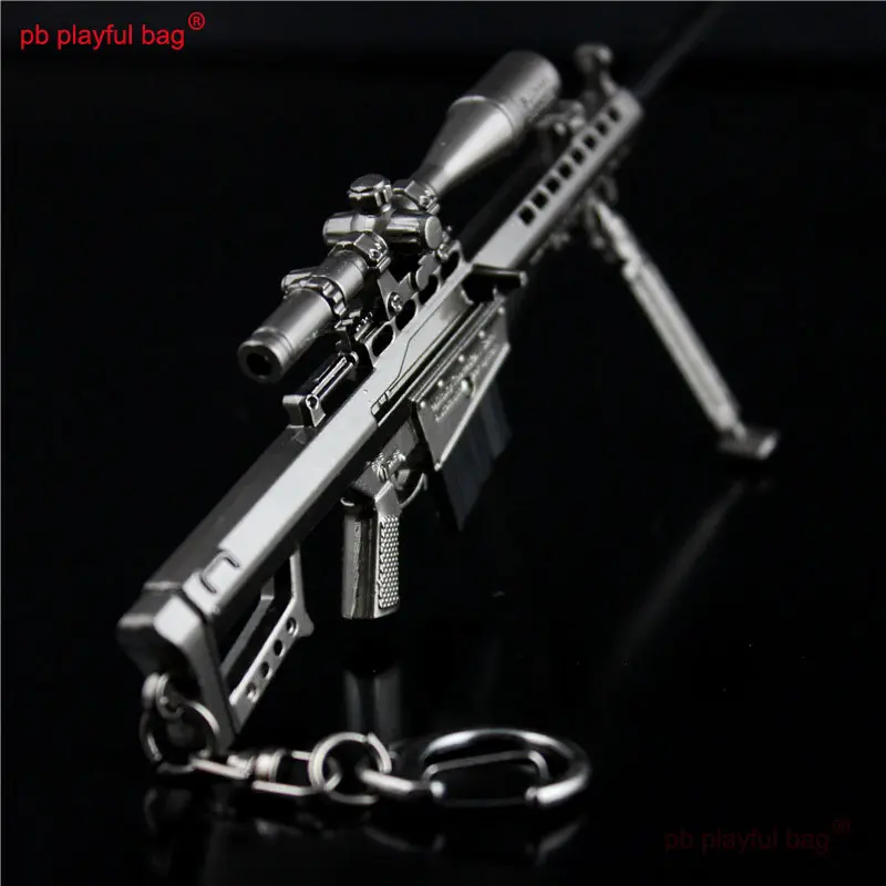 18CM Mini Alloy Toy Gun Model Figures Barrett M82A1 Keychain Toy Decoration Crafts CS Adult Tactics Collection Gift HG281