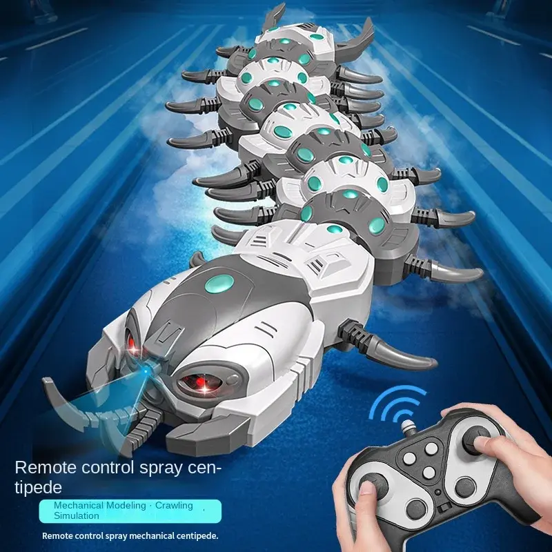 RC Centipede with LED Music RC Insect Spray Mist Electronic Robot Remote Control Animal Kids Halloween Easter Toys USB Charge