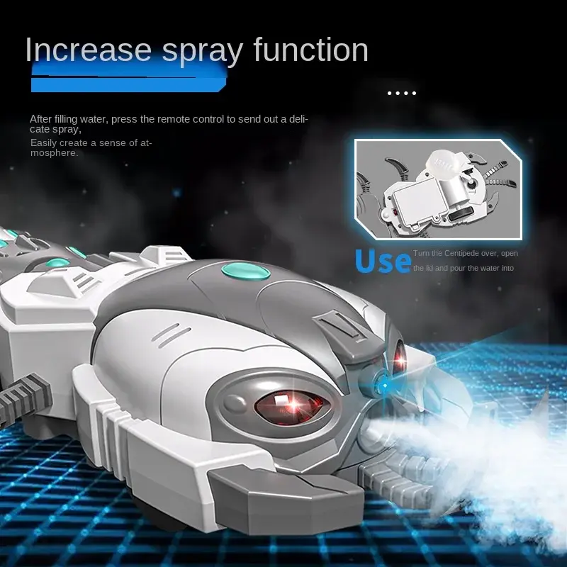 RC Centipede with LED Music RC Insect Spray Mist Electronic Robot Remote Control Animal Kids Halloween Easter Toys USB Charge