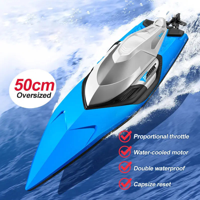 50CM RC Boat 50KM/H Professional Remote Control Speedboat High Speed Racing Big RC Yacht Endurance 20 Minutes Kids Boys Gifts