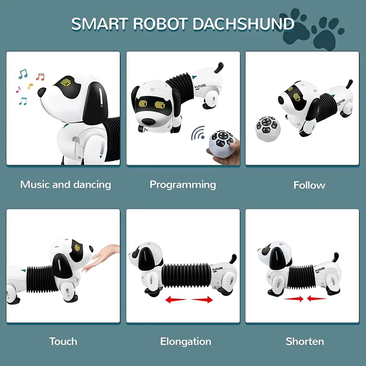 Robot Dog Toy Interactive RC Puppy Programable Sing Song Dance Electronic Animal Toy Music Remote Control Dog Pet USB Charge