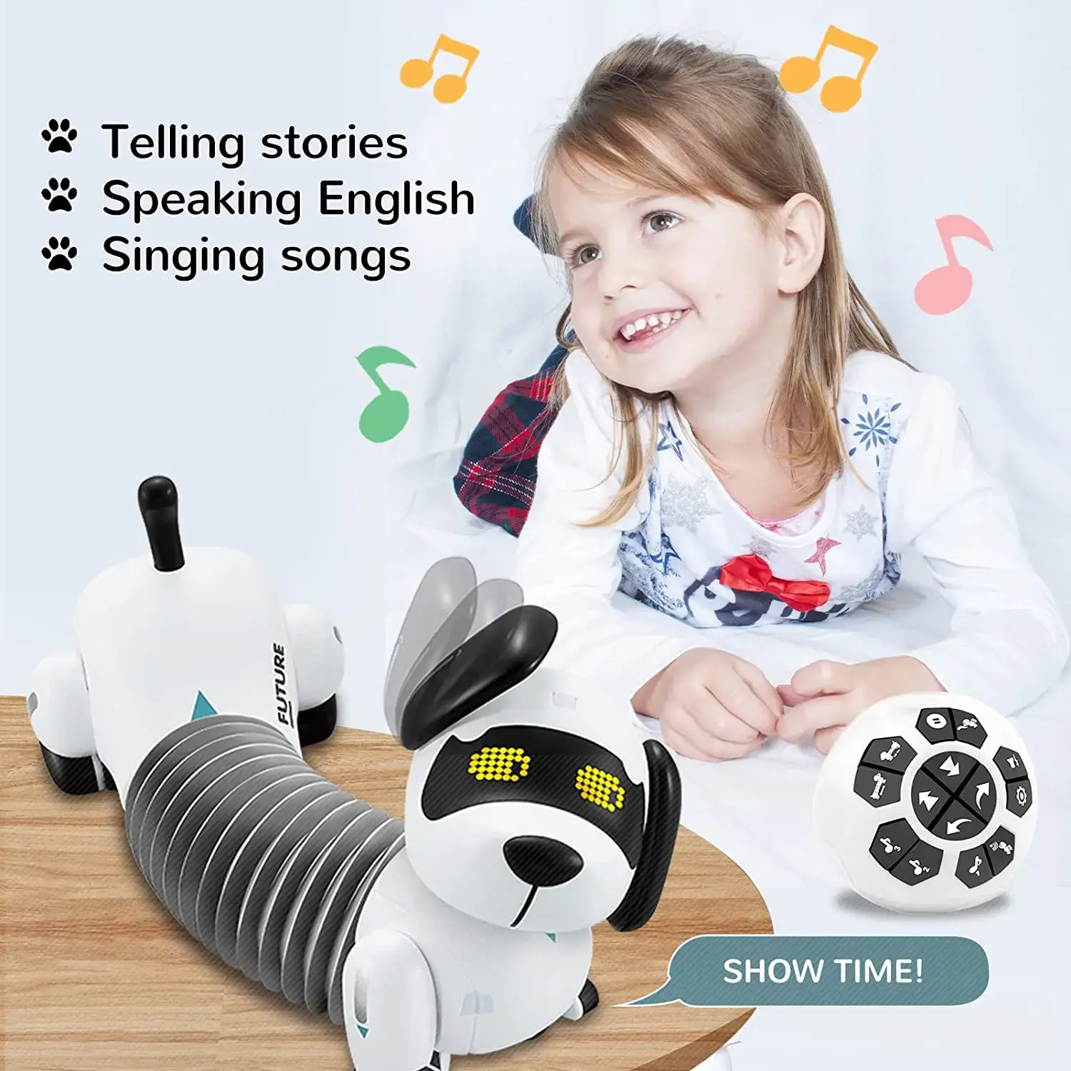 Robot Dog Toy Interactive RC Puppy Programable Sing Song Dance Electronic Animal Toy Music Remote Control Dog Pet USB Charge