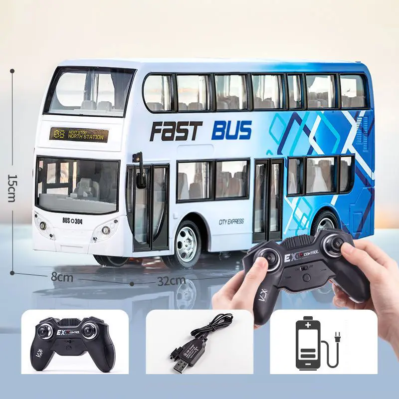 RC Bus 2.4G Remote Control Car Double-decker Stretch Electric Bus 3km/h With LED Sound RC Electronic Vehicle Toy Kids Boy Gift